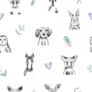 Tkanina Bawełniana Premium Cute Animals / Słodkie Zwierzaki