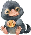 Maskotka Niuchacz , welurowy panel na maskotkę, panel na poduszkę Niffler