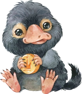 Maskotka Niuchacz , welurowy panel na maskotkę, panel na poduszkę Niffler