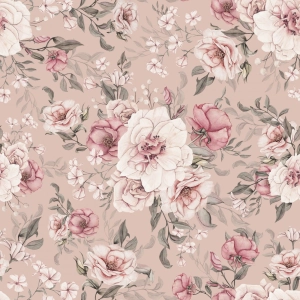 Tkanina Bawełniana Premium Summer Flowers dusty pink