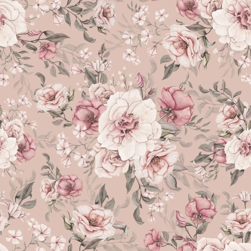 Tkanina Bawełniana Premium Summer Flowers dusty pink