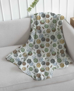 Drukowany Muślin Bawełniany World of Blocks White, Double Gauze, Printed Cotton Muslin