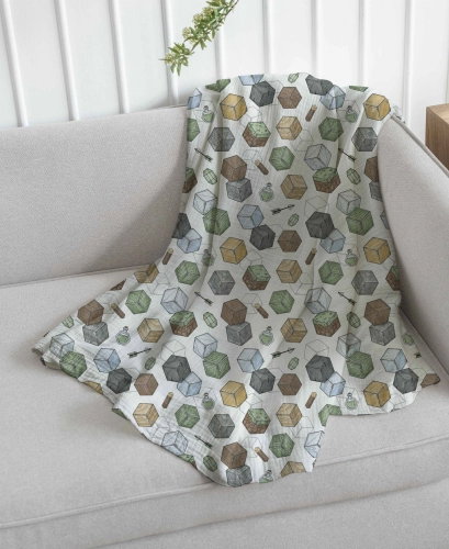 Drukowany Muślin Bawełniany World of Blocks White, Double Gauze, Printed Cotton Muslin