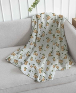 Drukowany Muślin Bawełniany Pears, Double Gauze, Printed Cotton Muslin