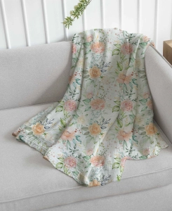 Drukowany Muślin Bawełniany Różany Ogród, Double Gauze, Printed Cotton Muslin
