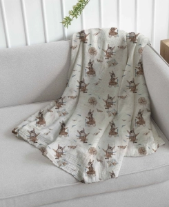 Drukowany Muślin Bawełniany  Lets fly, Double Gauze, Printed Cotton Muslin