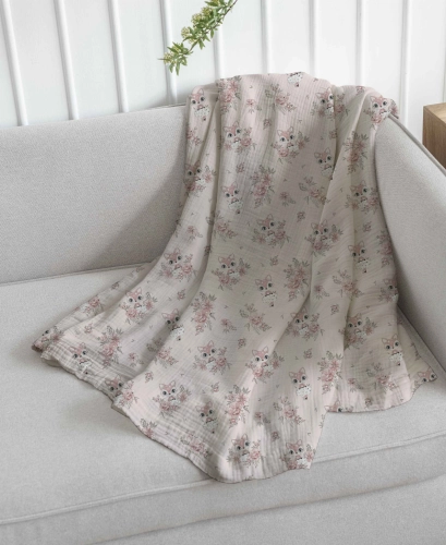 Drukowany Muślin Bawełniany Fairy Fox, Double Gauze, Printed Cotton Muslin