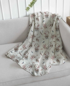 Drukowany Muślin Bawełniany Dreamcatcher Cream, Double Gauze, Printed Cotton Muslin