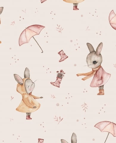 Tkanina Bawełniana Premium Rainy Bunnies