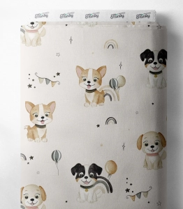 Tkanina Bawełniana Premium Puppies BEIGE