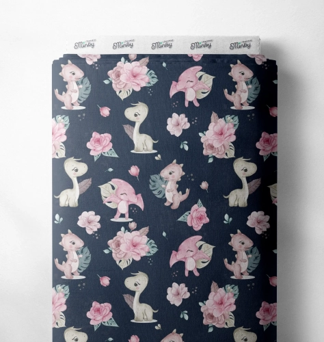 Dino Flower NAVY BLUE  , dino girl,