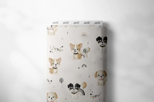Drukowana Dzianina Puppies BEIGE