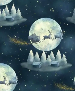 Santa Sleigh and Moon Christmas