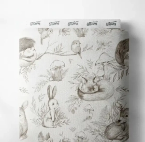 Tkanina Bawełniana Premium Sketchy Forest Animals