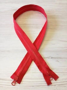 Zamek Kostkowy Dwusuwakowy Czerwony 75cm