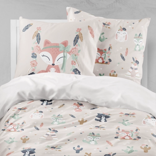 Tkanina Bawełniana Premium Leśne Zwierzaki Boho